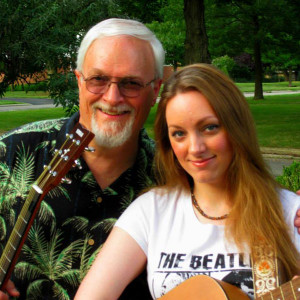 father, daughter, guitars